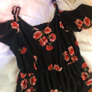 Maurice’s Black Floral Jumpsuit XXL